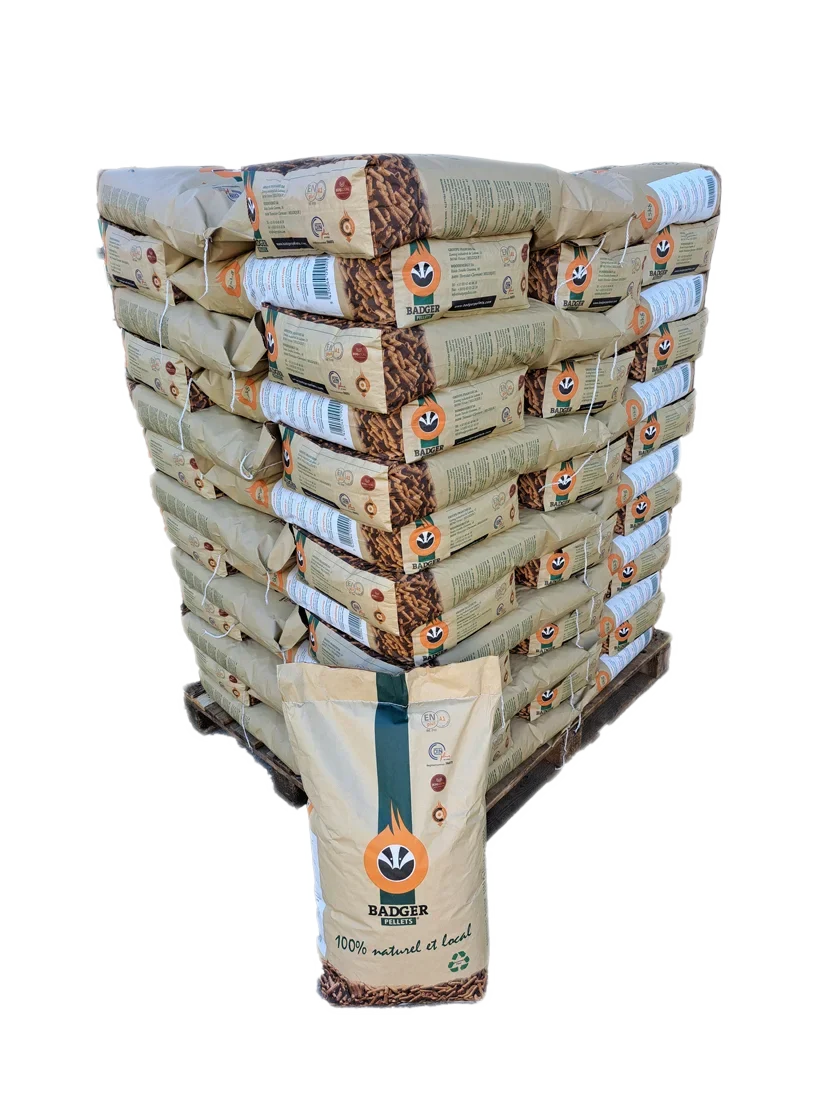 BADGER Holzpellets – Palette 65 Säcke à 15 kg (975 kg)